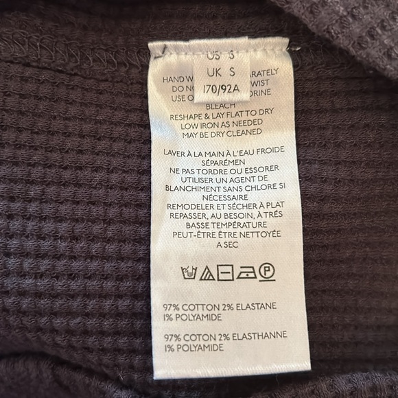 Free People Washed Black Colorful Sleeve Henley Long Sleeve Shirt - Picture 6 of 7